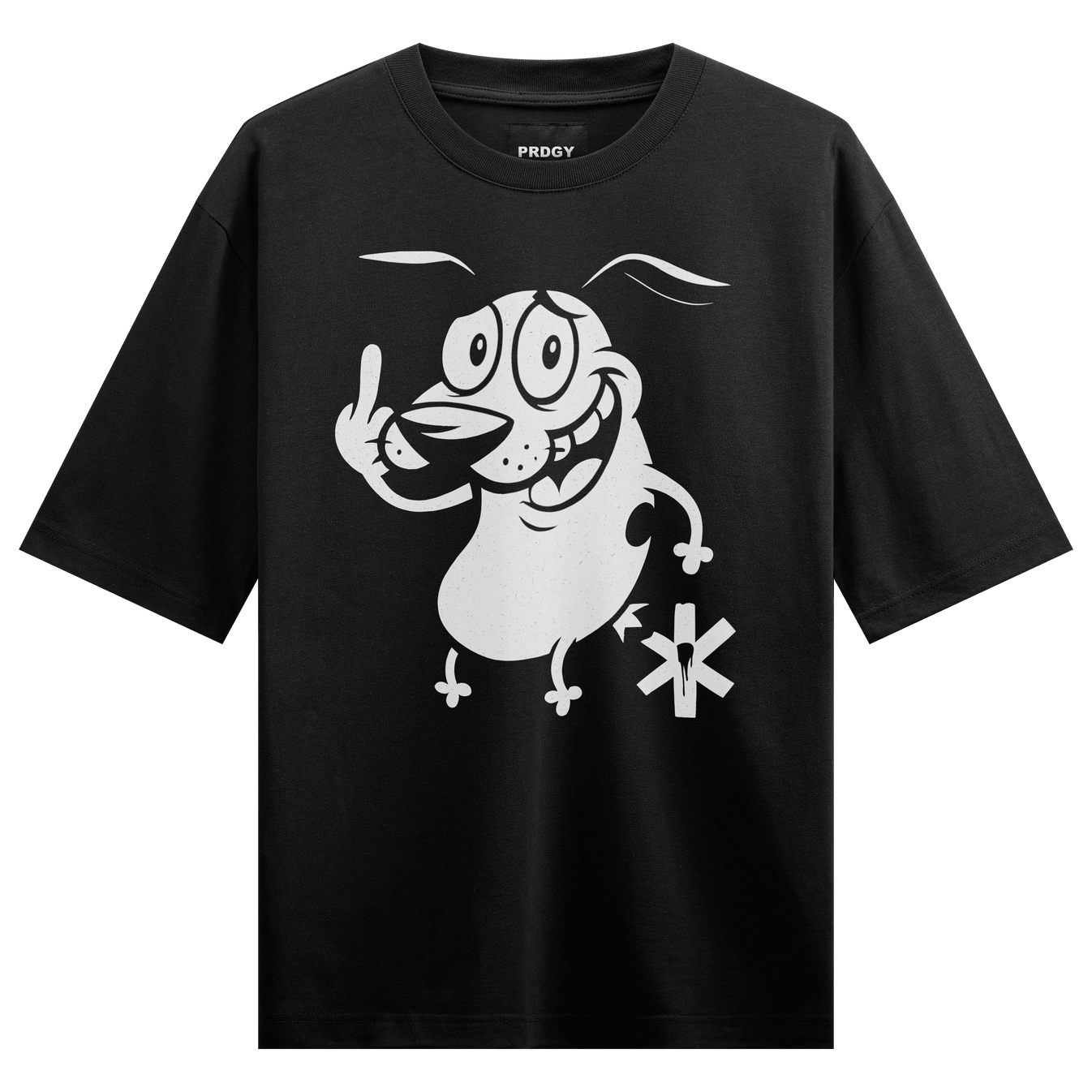 Courage The Cowardly Dog artwork on PRDGY oversized t-shirt
