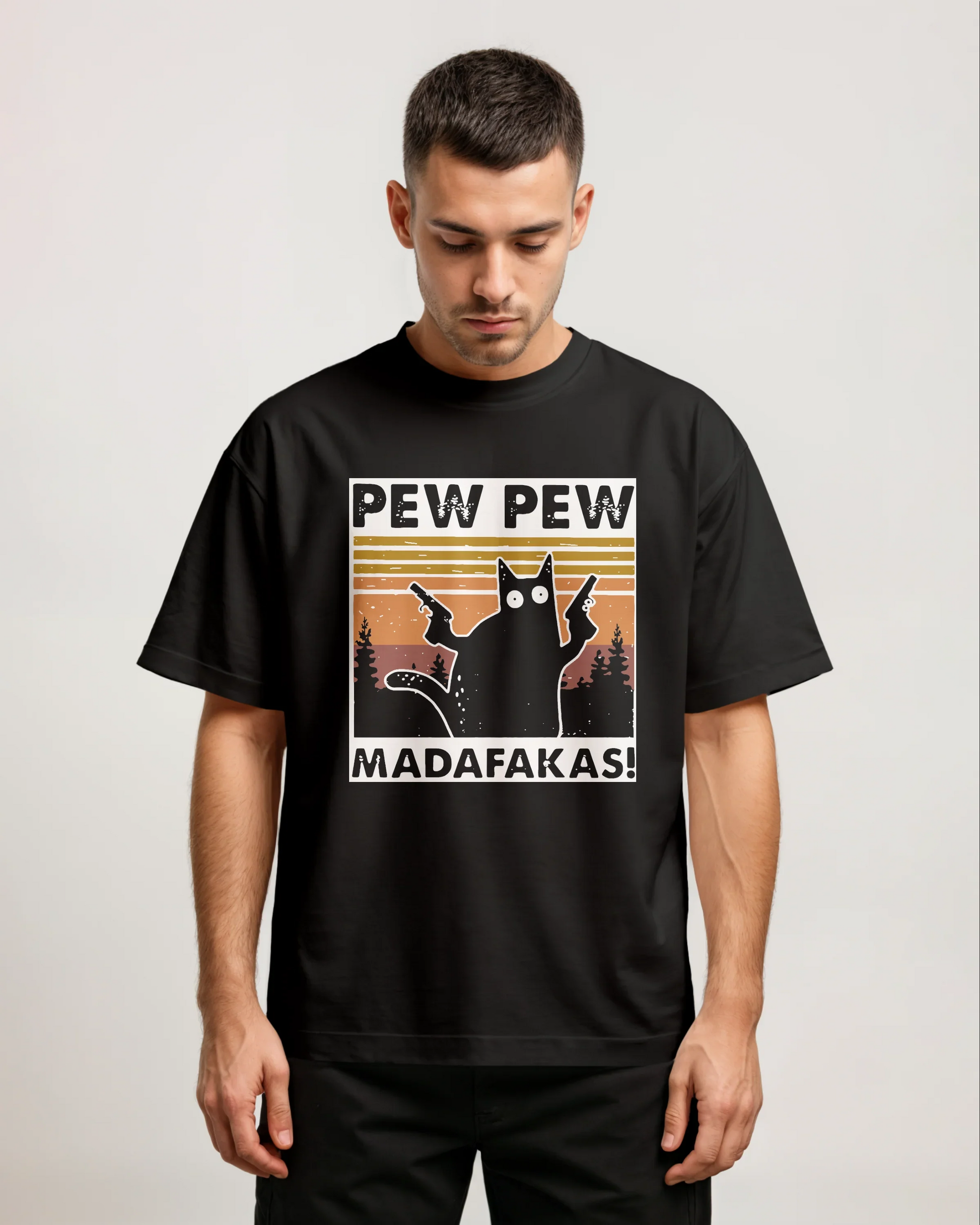 Pew Pew MF Cat Oversized T-Shirt - PRDGY