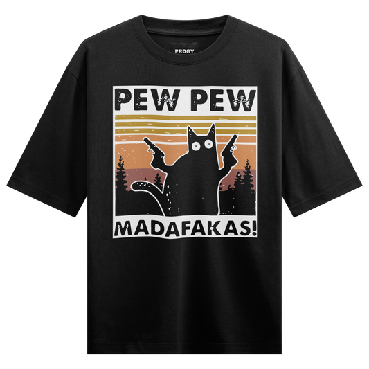 Pew Pew MF Cat Oversized T-Shirt
