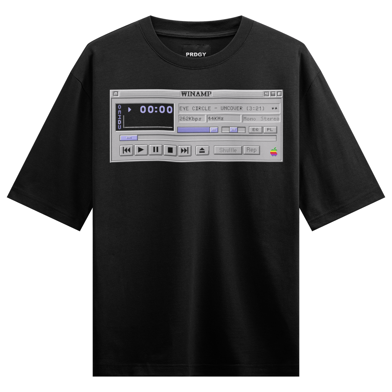 Winamp artwork on PRDGY oversized t-shirt