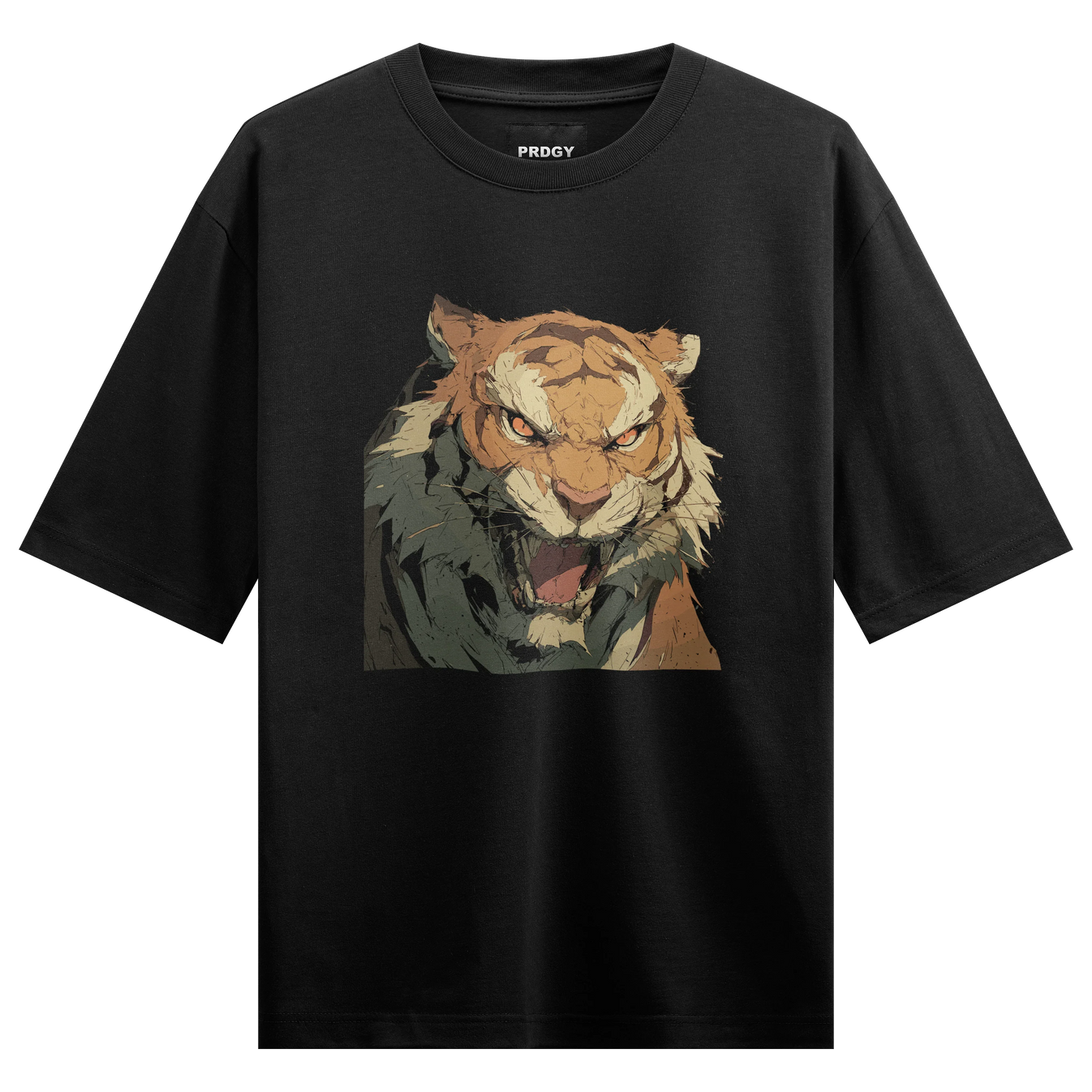 Tiger artwork on PRDGY oversized t-shirt
