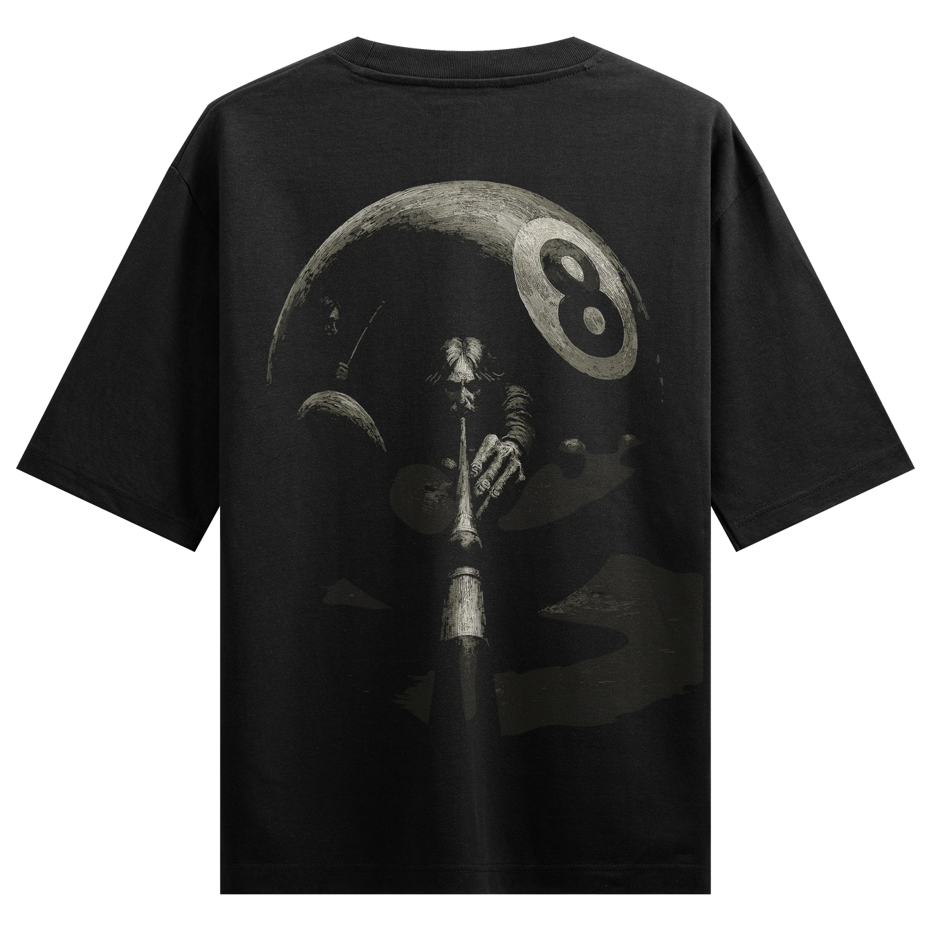 8 Ball artwork on PRDGY oversized t-shirt