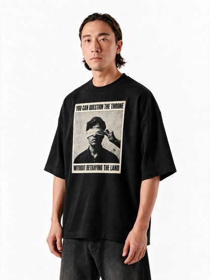 Beyond the Crown Oversized t-shirt — front-print T-shirt at three-quarter angle