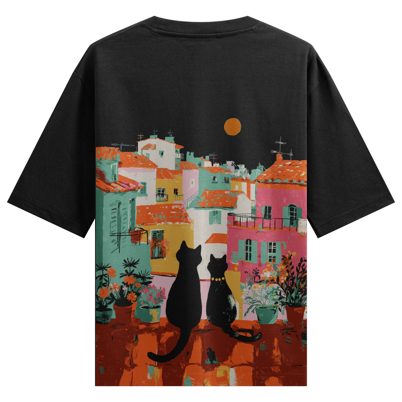 Funny Cat artwork on PRDGY oversized t-shirt