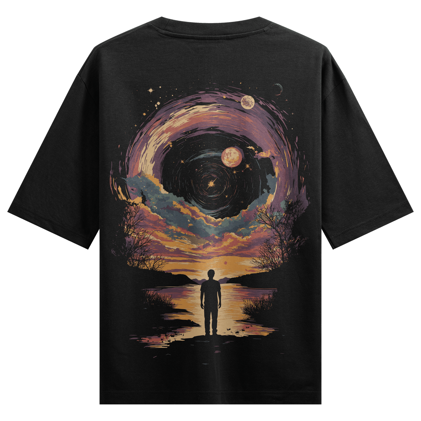 Cosmic Landscape artwork on PRDGY oversized t-shirt