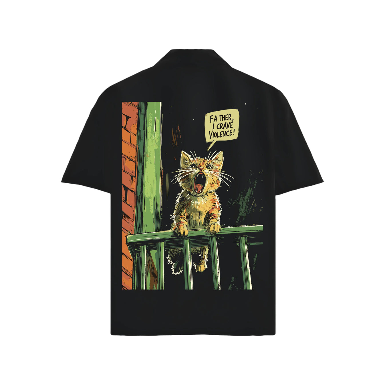 FA THER I CRAVE VIOLENCE! artwork on PRDGY oversized t-shirt