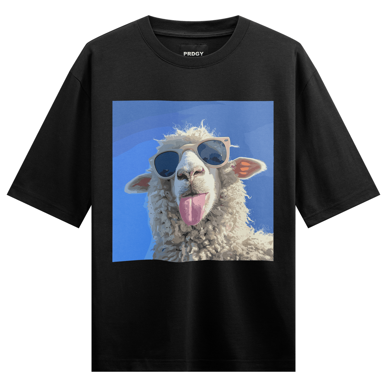 BORN TO POST T-Shirt by PRDGY — front print of a meme sheep representing social media addiction, quirky design.