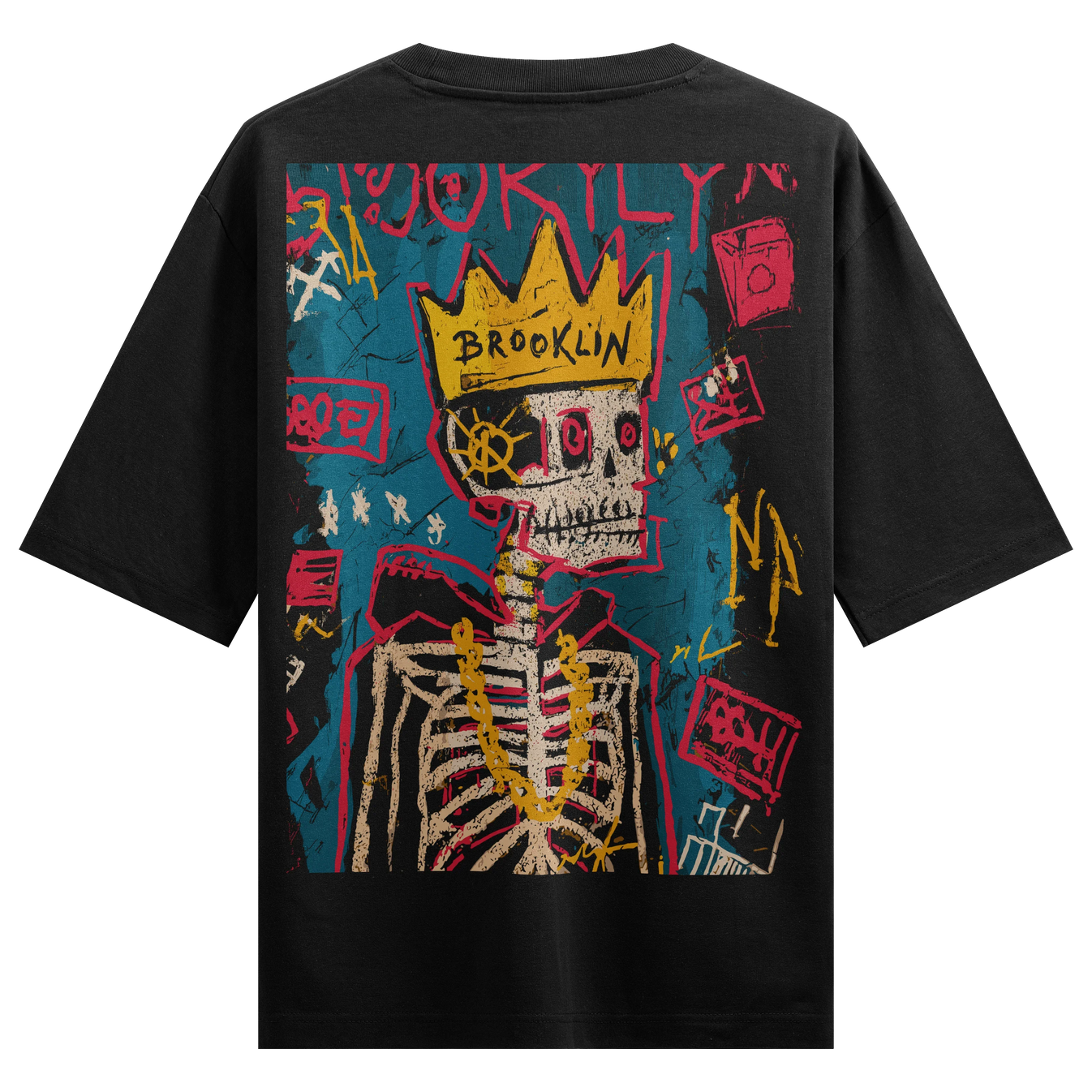 Skeleton King artwork on PRDGY oversized t-shirt