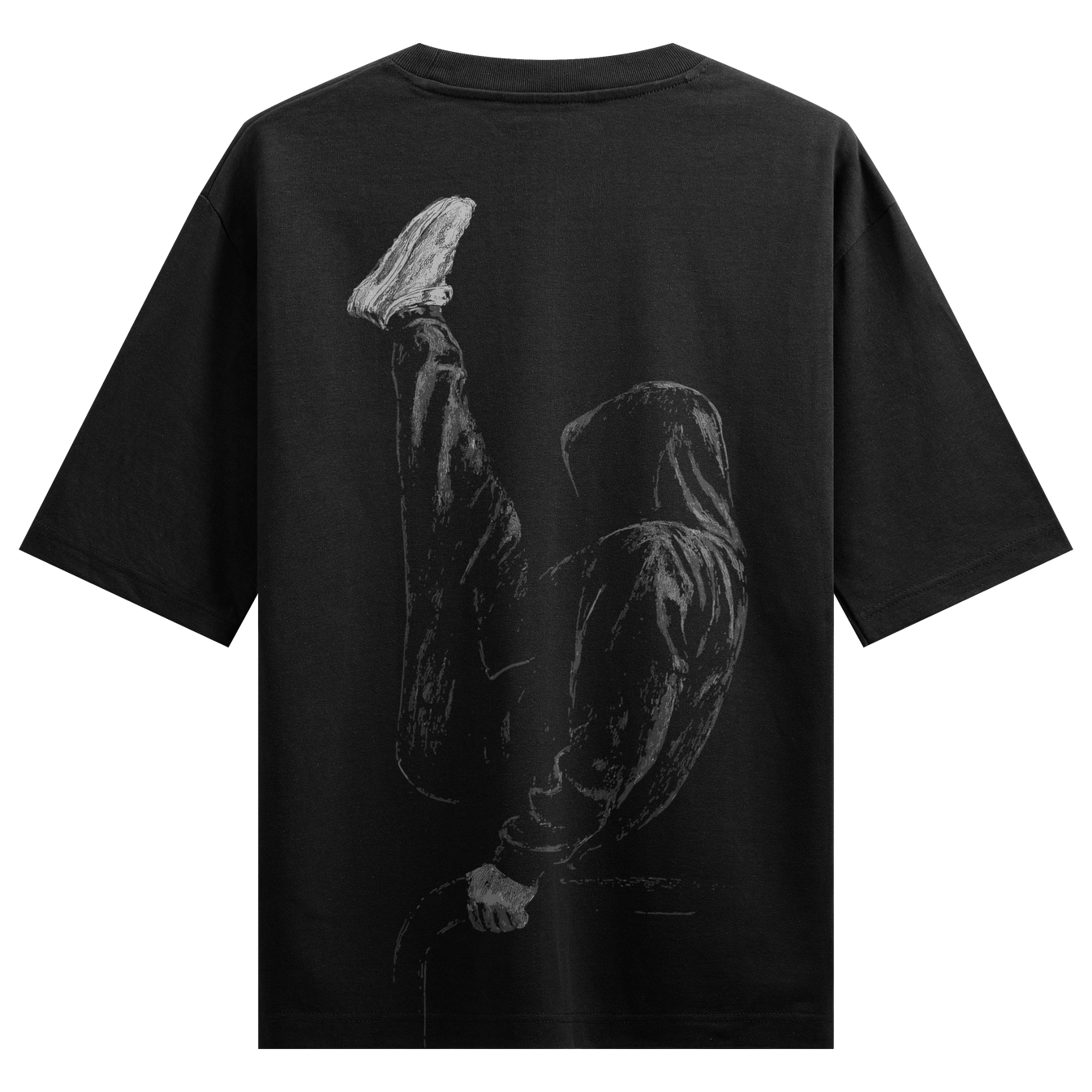 Hooded Figure artwork on PRDGY oversized t-shirt