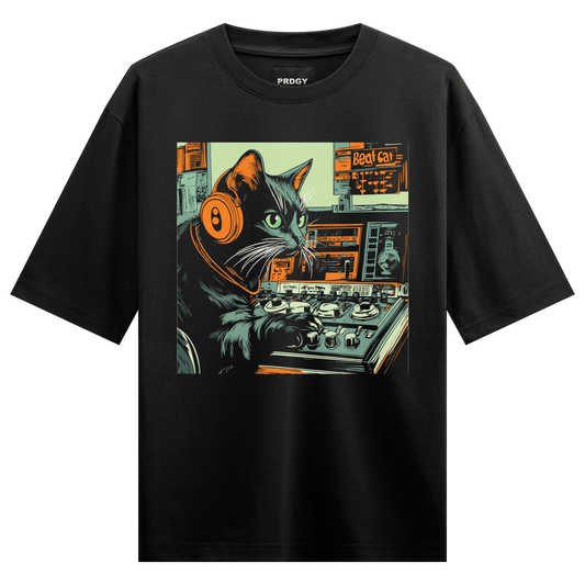 Prdgy Cat Jockey Front Oversized T-Shirt - PRDGY