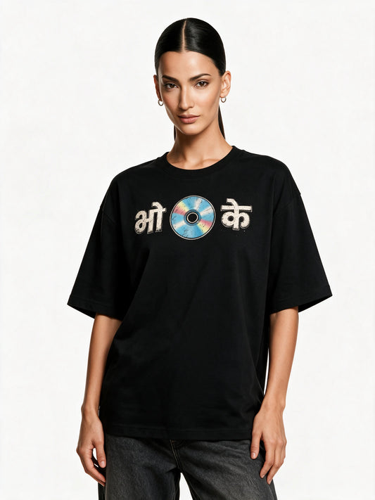 CD Vibes Oversized T-shirt — front-print T-shirt on model