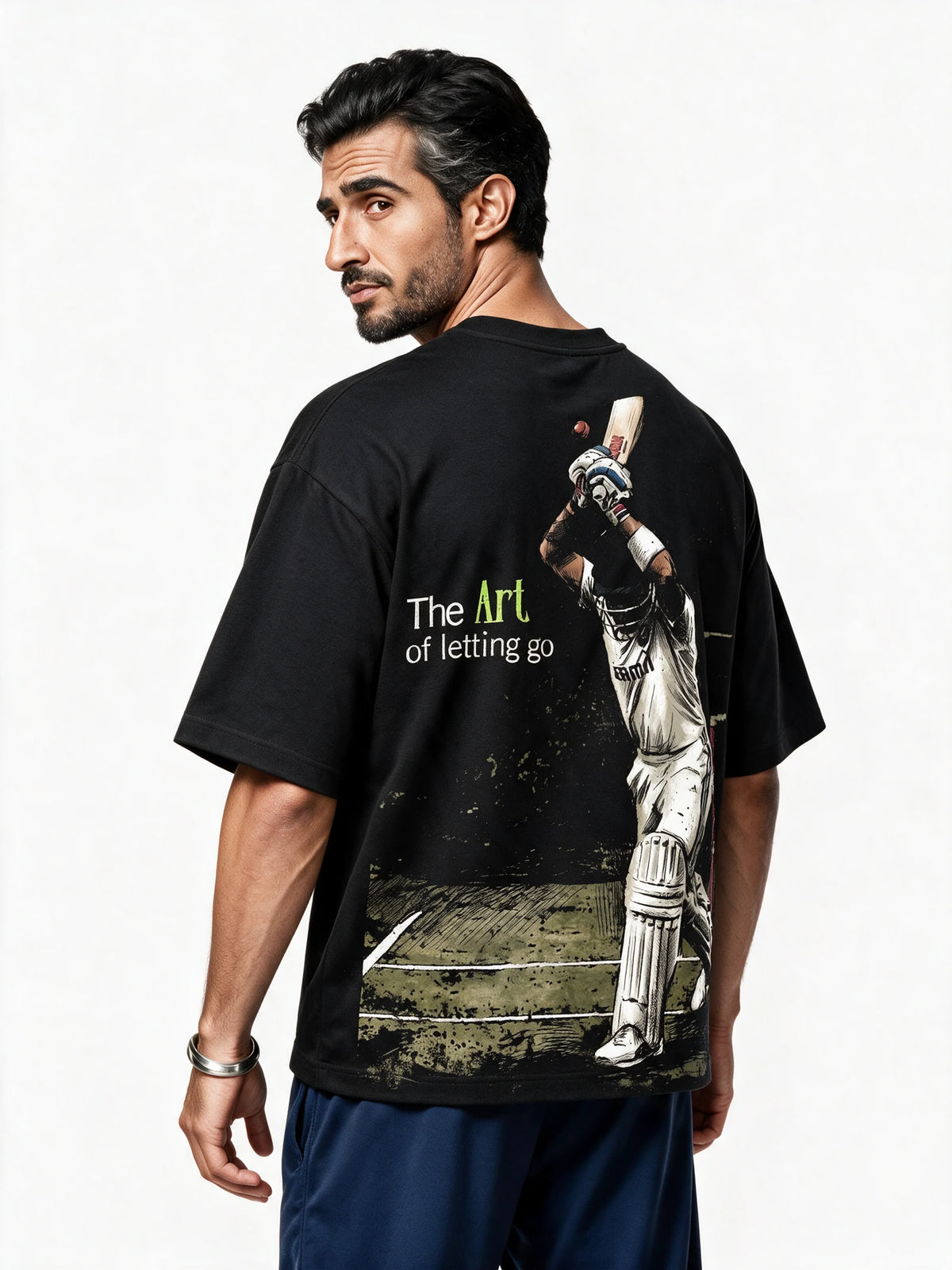 Chodh De Oversized T-shirt — back-print T-shirt on model