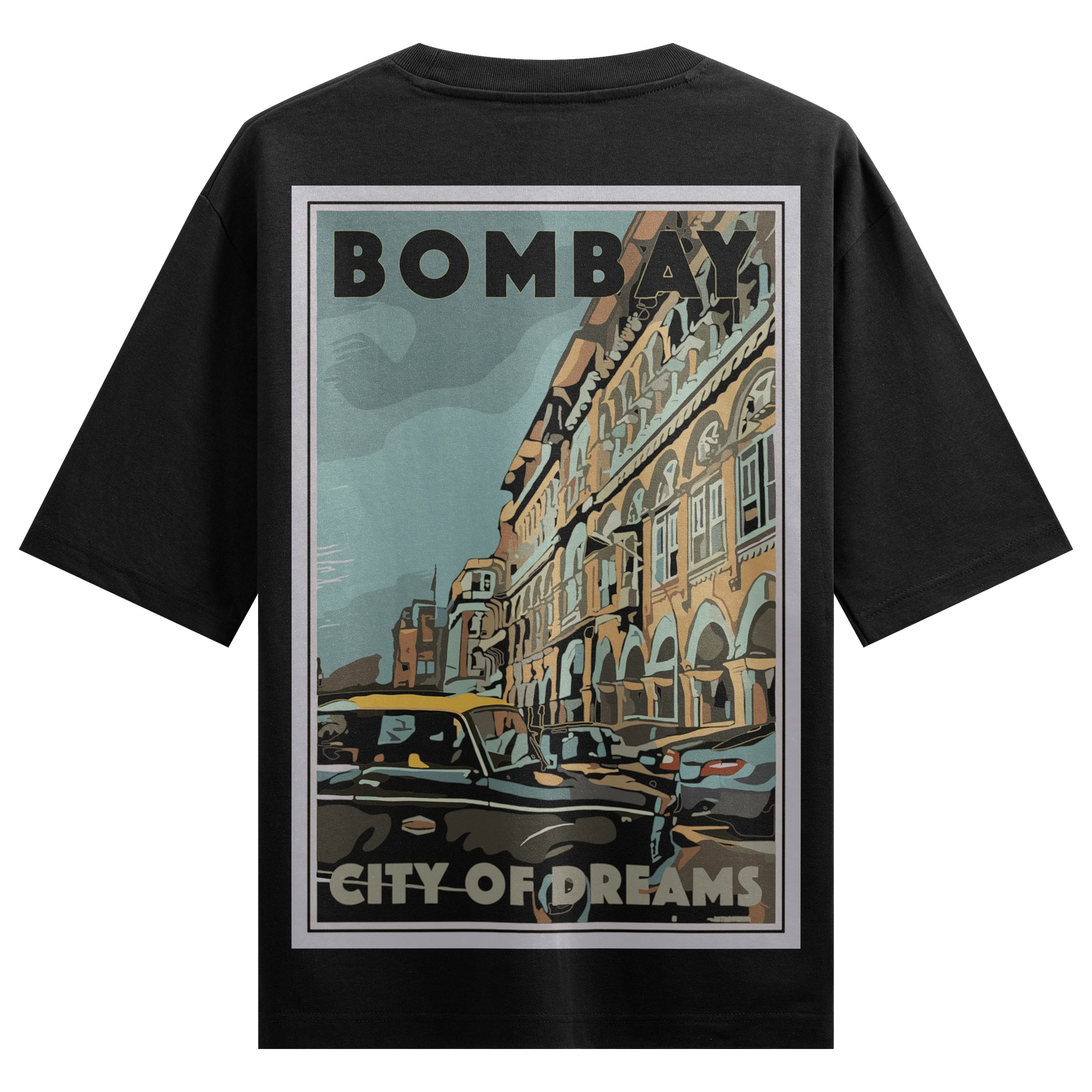 BOMBAY CITY OF DREAMS artwork on PRDGY oversized t-shirt