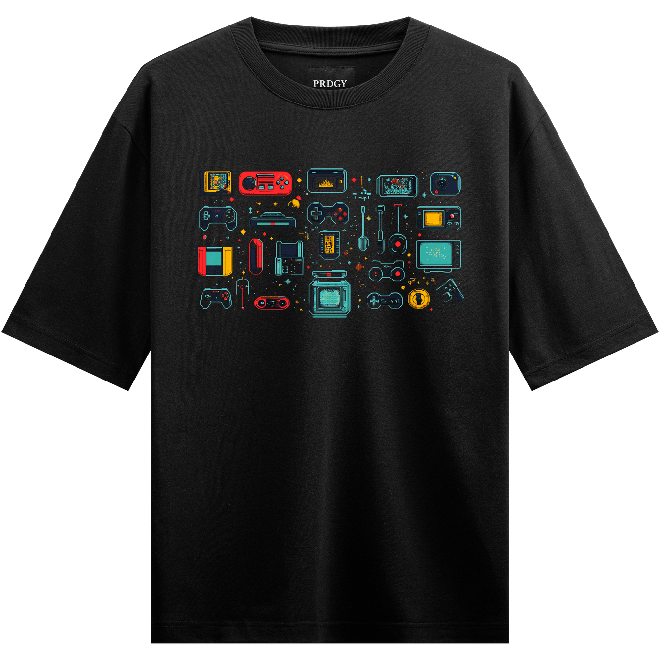 Retro Gaming artwork on PRDGY oversized t-shirt