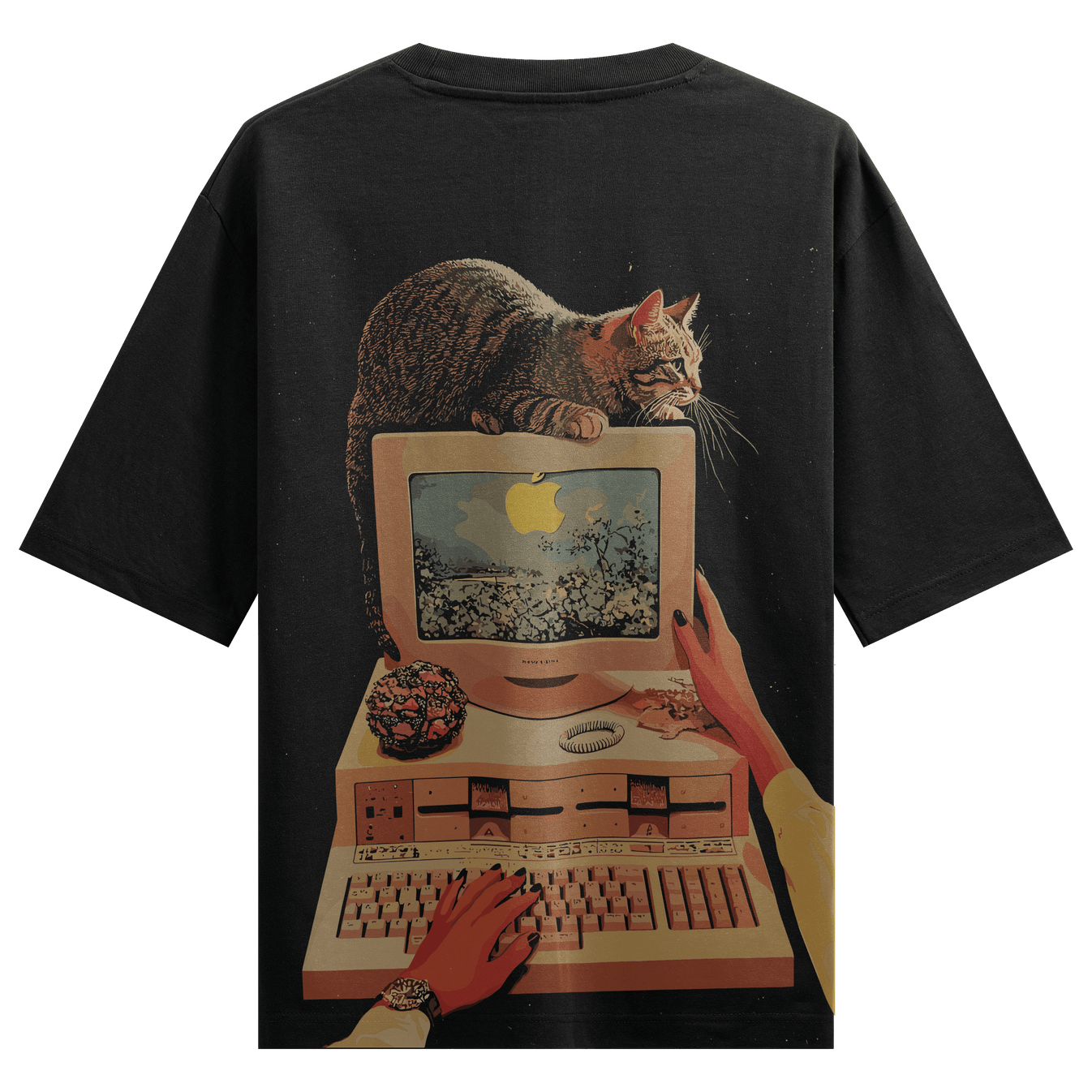Never Stop artwork on PRDGY oversized t-shirt