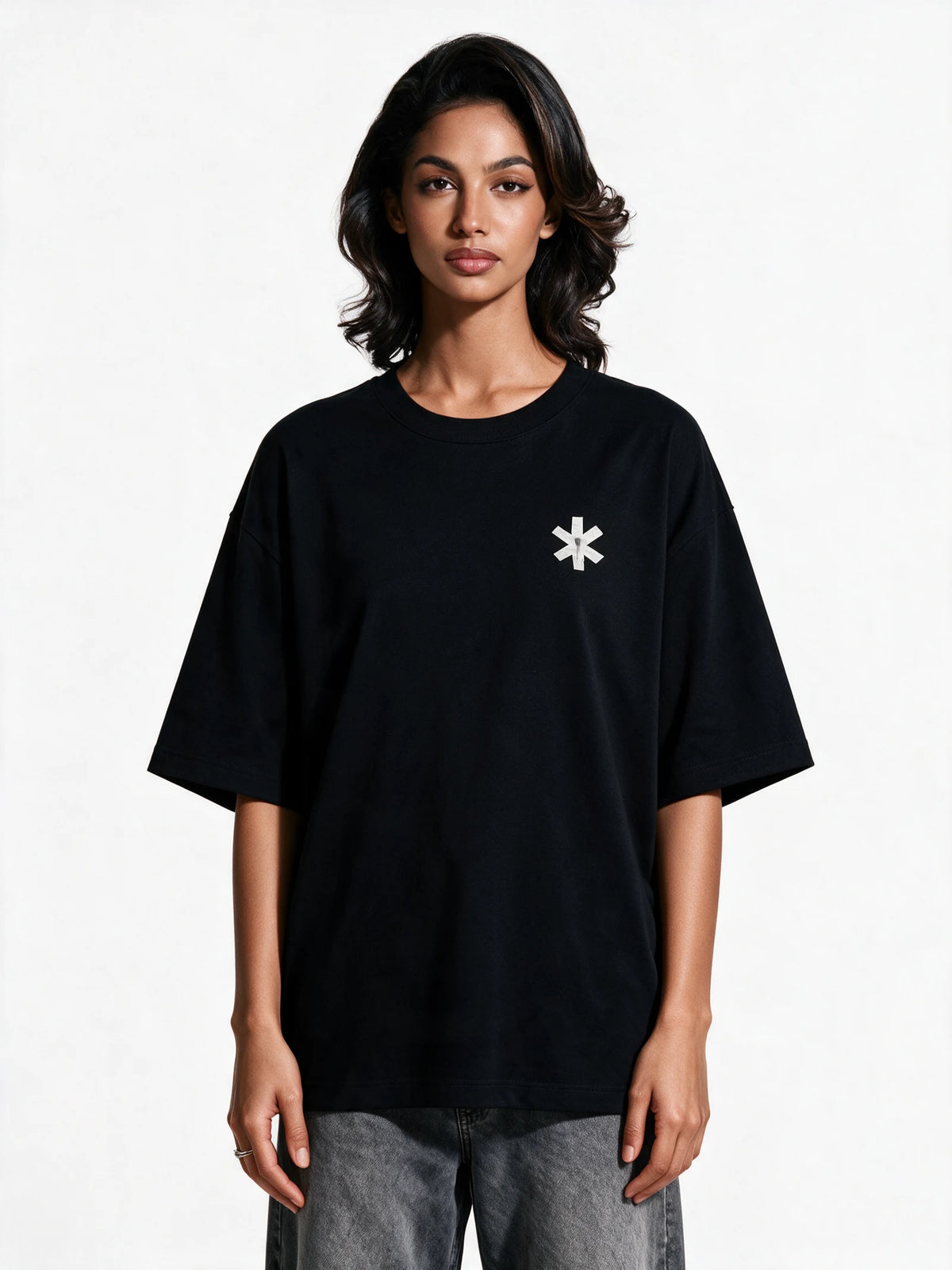 PRDGY Cosmic Cat Oversized T-Shirt — front view of T-shirt