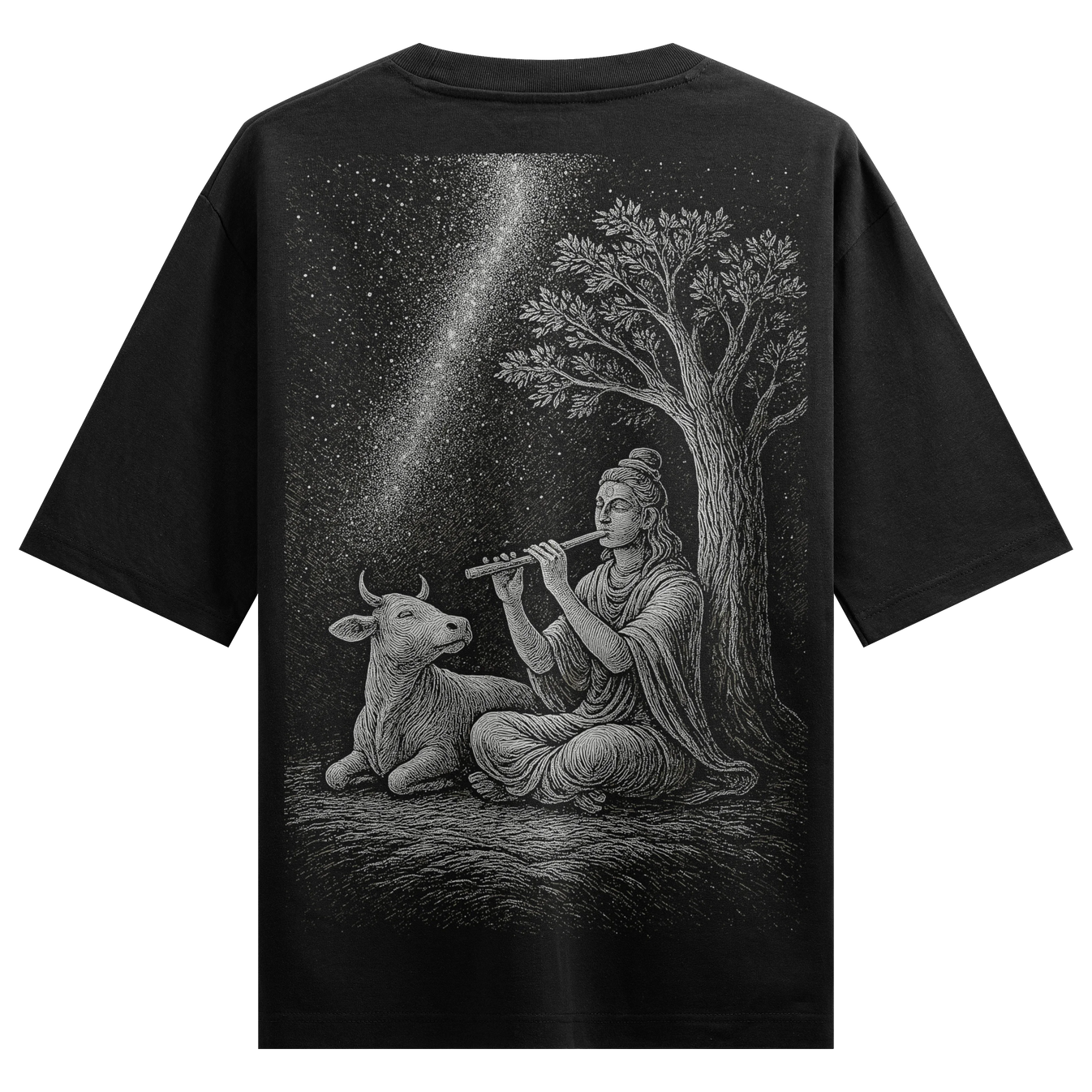 Krishna artwork on PRDGY oversized t-shirt