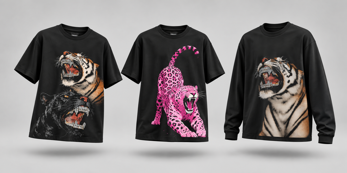 Tiger Art — three recent bestselling designs in floating mockups