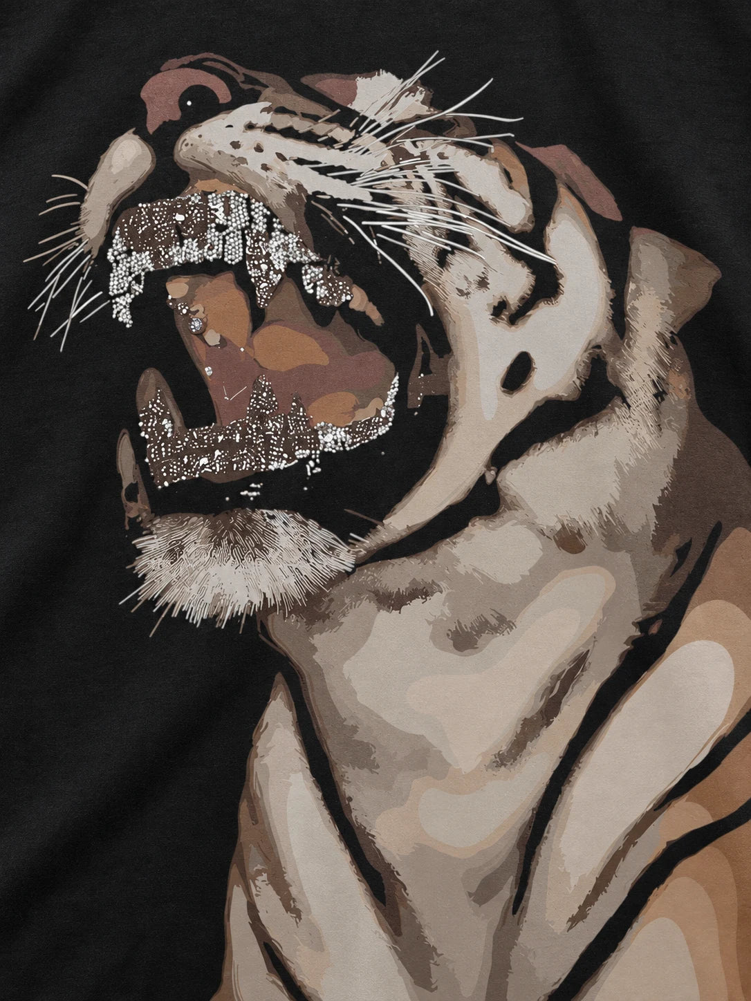 Roaring Beast Oversized T-shirt — printed artwork close-up