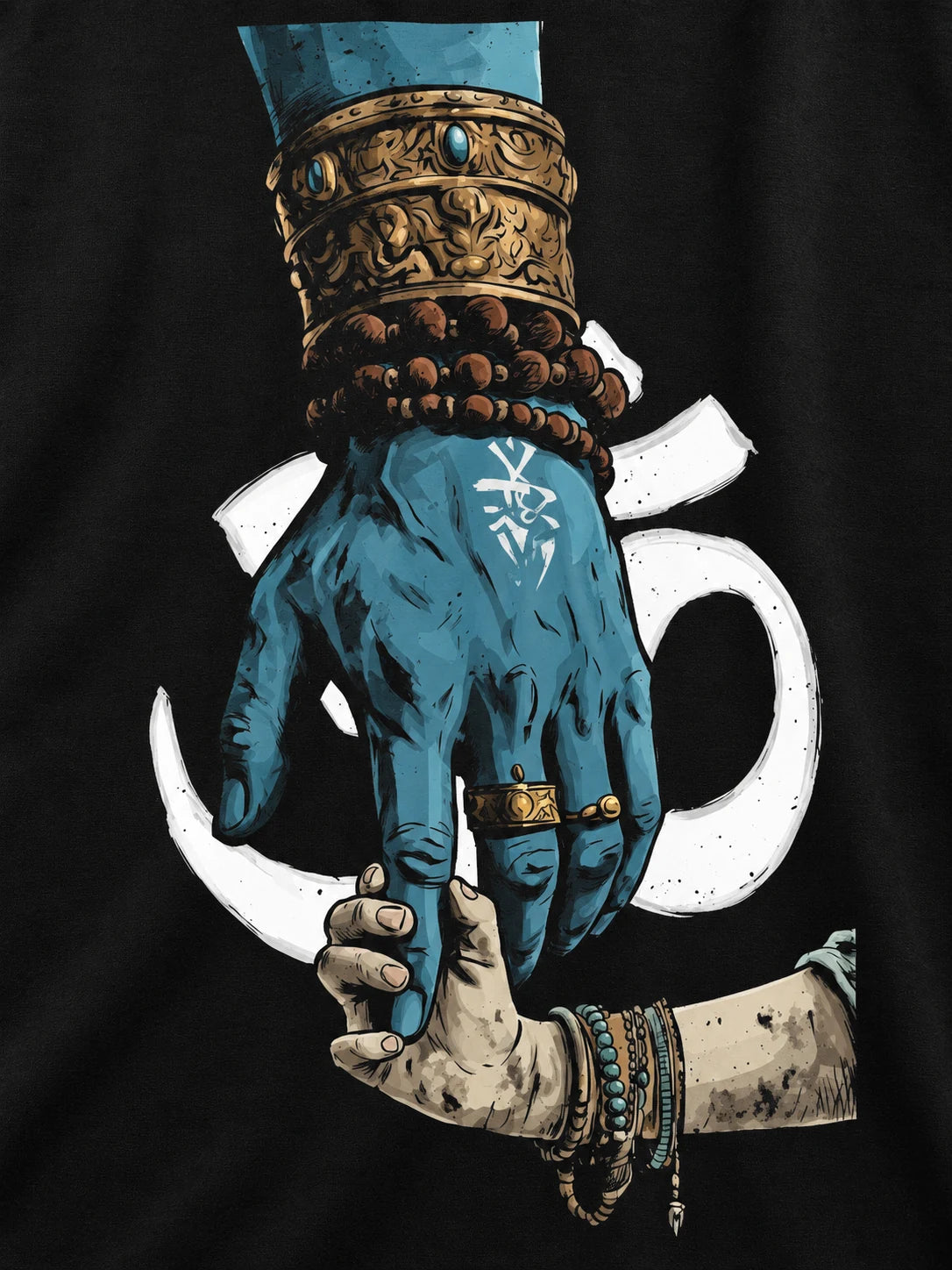 PRDGY Hold the Divine Oversized T-shirt — printed artwork close-up