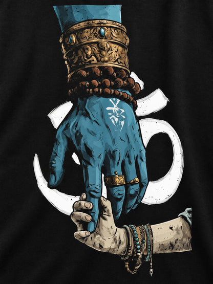 PRDGY Hold the Divine Oversized T-shirt — printed artwork close-up