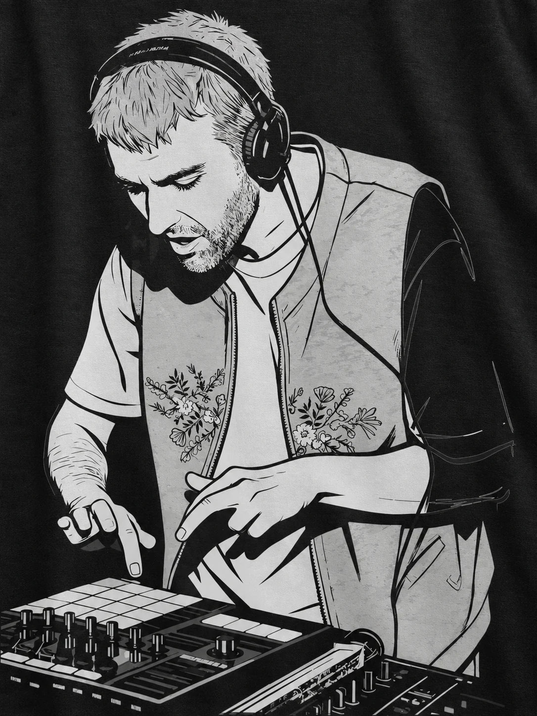 PRDGY Loop Theory Oversized T-Shirt — printed artwork close-up