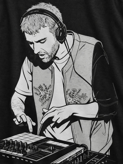 PRDGY Loop Theory Oversized T-Shirt — printed artwork close-up