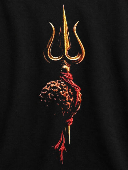 PRDGY Divine Trident Oversized T-shirt — printed artwork close-up
