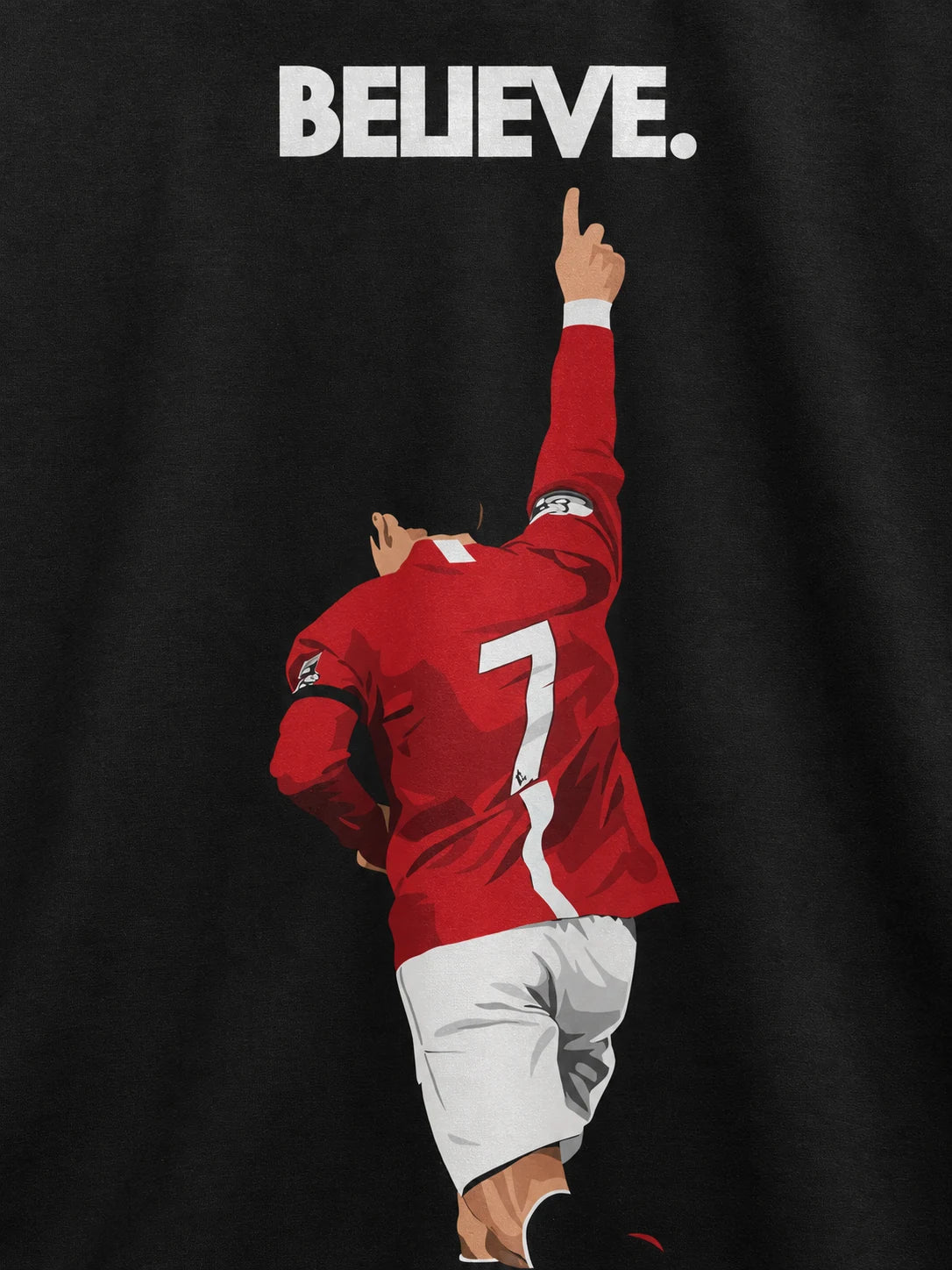 PRDGY Ronaldo Believed Oversized T-Shirt — printed artwork close-up