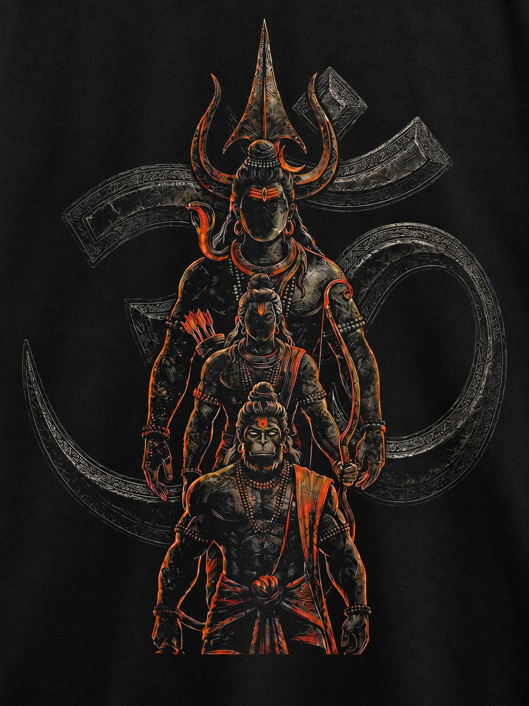 PRDGY Om Guardians Oversized T-Shirt — printed artwork close-up