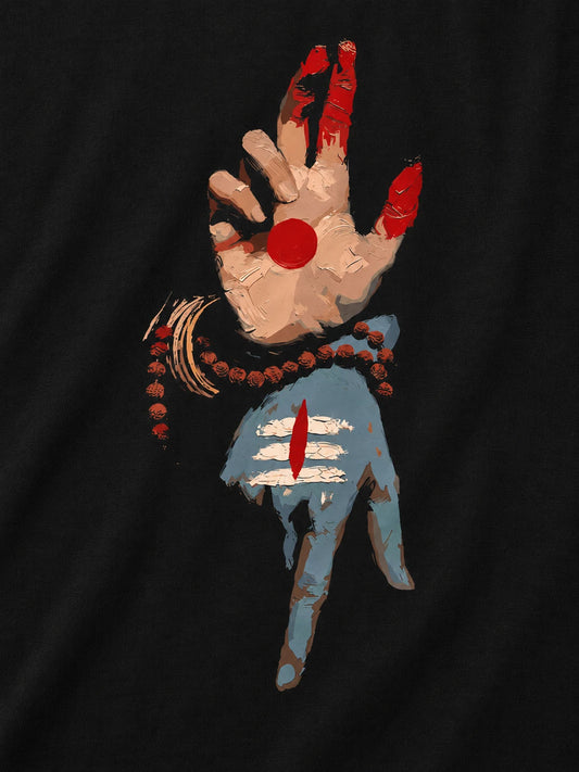 Nataraj Mudra Oversized Full Sleeve T-Shirt — printed artwork close-up