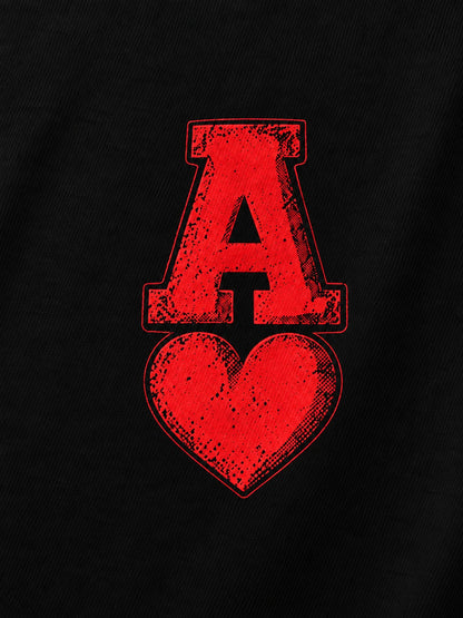Ace Heart Oversized Full Sleeve T-Shirt — printed artwork close-up
