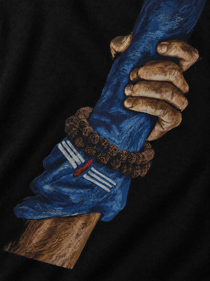 PRDGY Sahayak Oversized Hoodie — printed artwork close-up