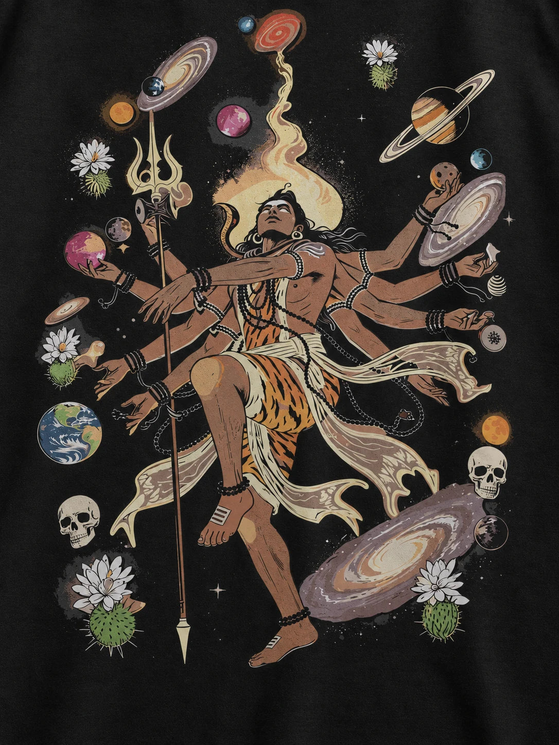 PRDGY Multiverse Shiva Oversized T-shirt — printed artwork close-up