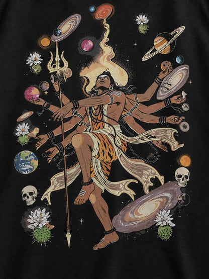 PRDGY Multiverse Shiva Oversized T-shirt — printed artwork close-up