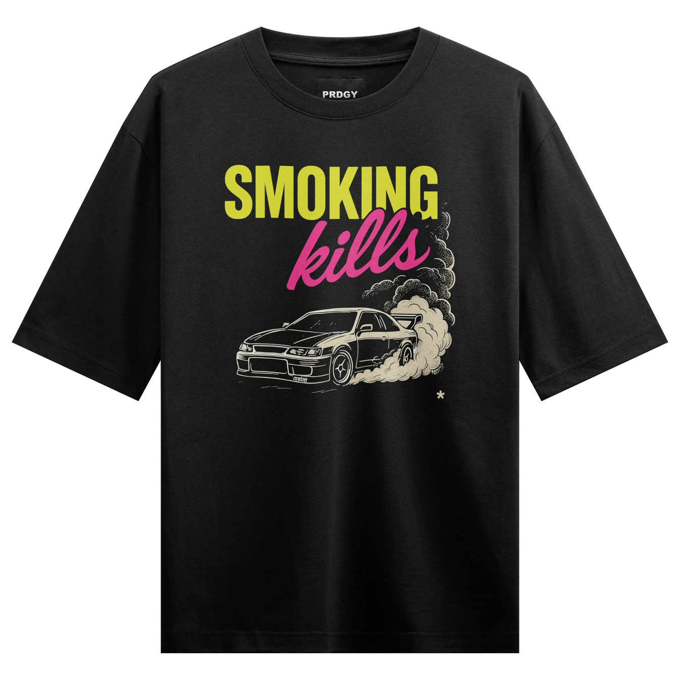 SMOKING Kills artwork on PRDGY oversized t-shirt