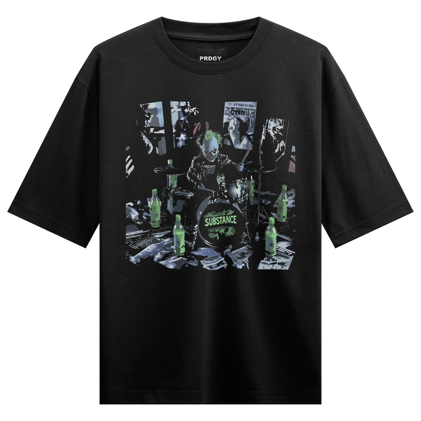 Clown artwork on PRDGY oversized t-shirt