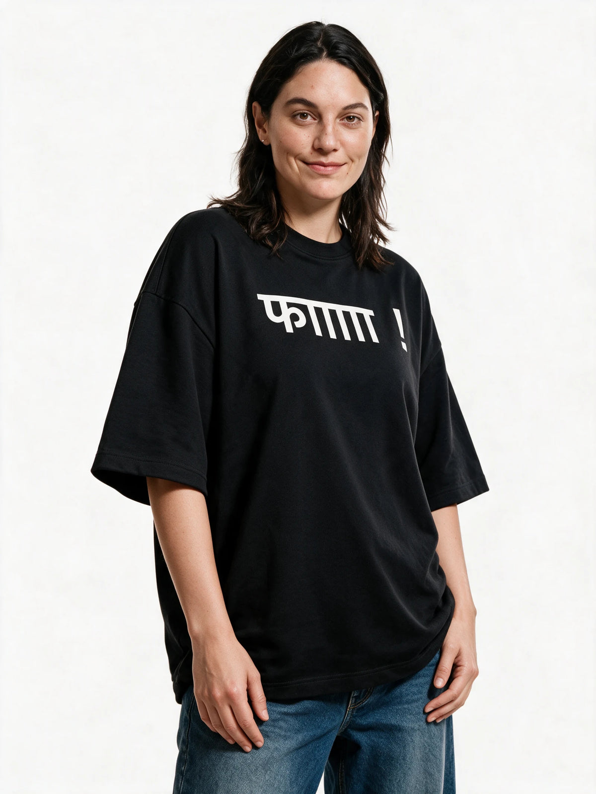 PRDGY FAAA Oversized t-shirt — front-print T-shirt at three-quarter angle