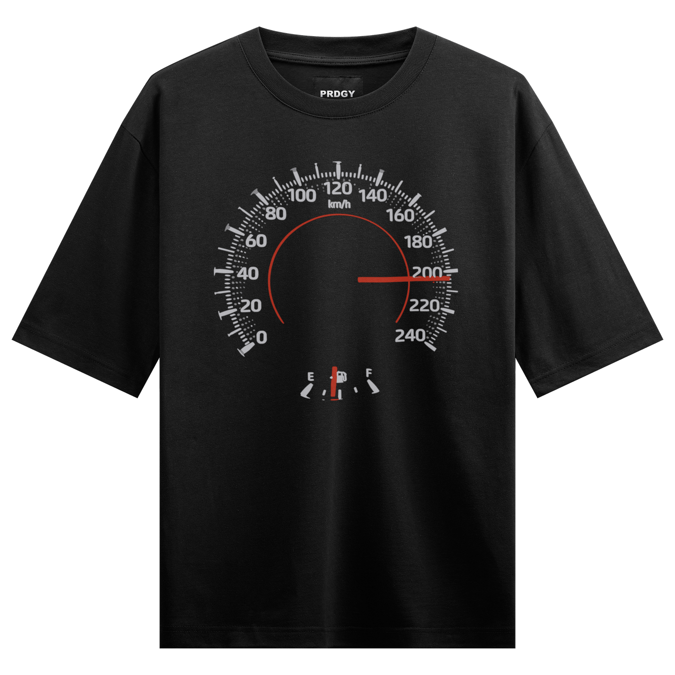 Speedometer artwork on PRDGY oversized t-shirt