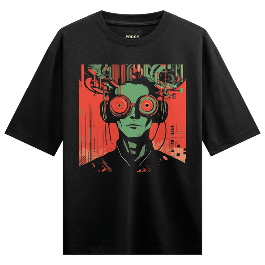 Prdgy Futuristic DJ BOT Front Oversized T-Shirt - PRDGY