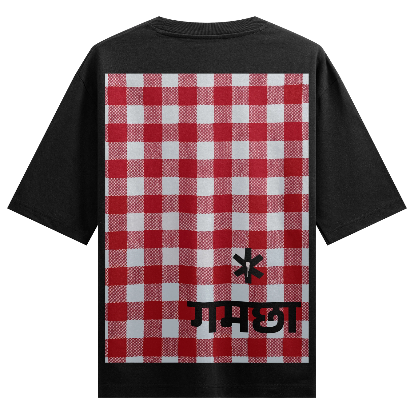 Gingham artwork on PRDGY oversized t-shirt