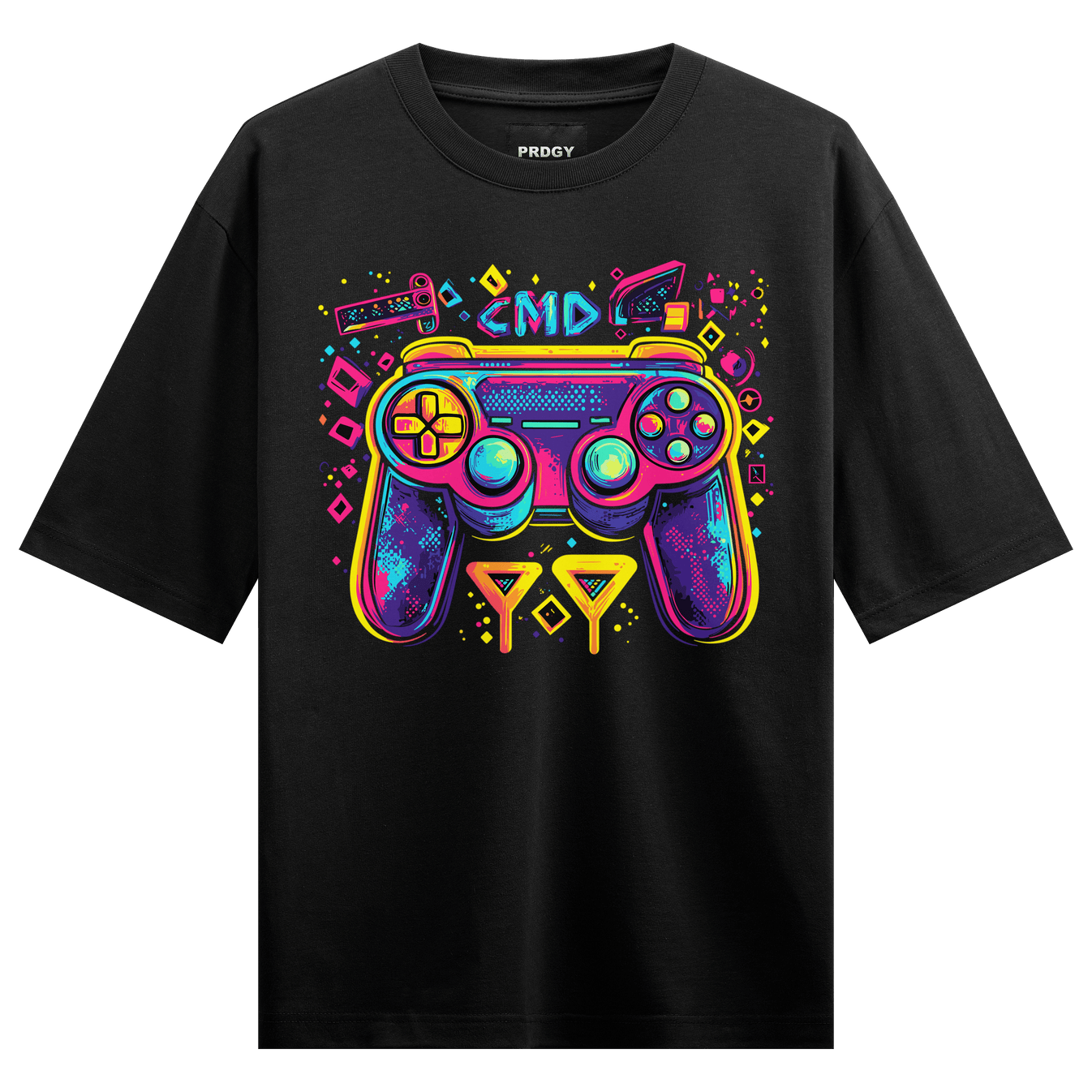 Video Game Controller artwork on PRDGY oversized t-shirt