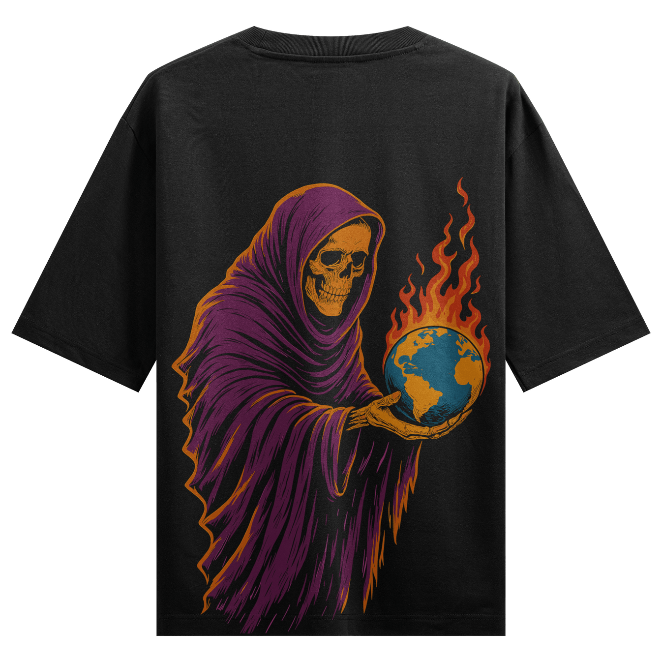 Gothic Reaper artwork on PRDGY oversized t-shirt