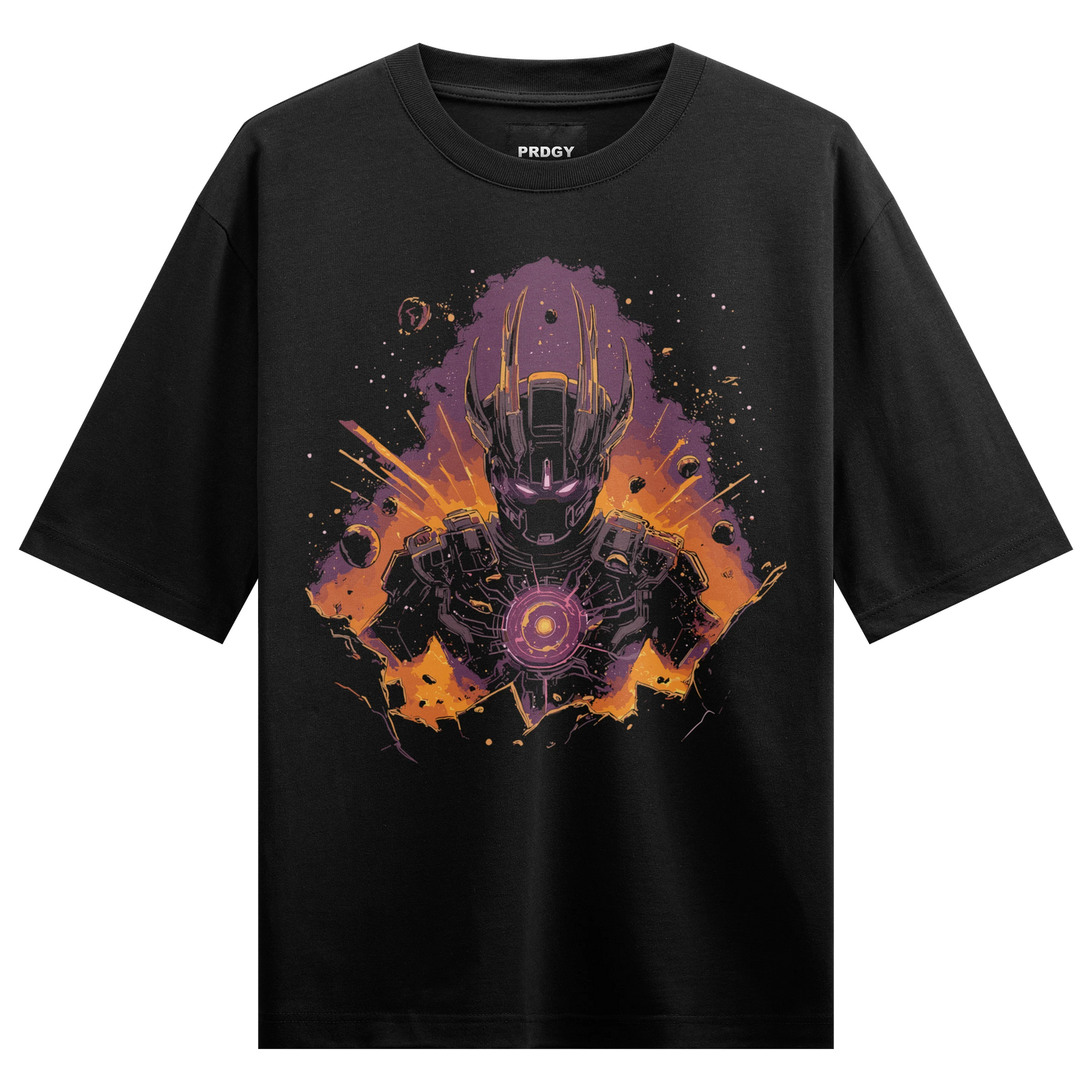 Robot artwork on PRDGY oversized t-shirt