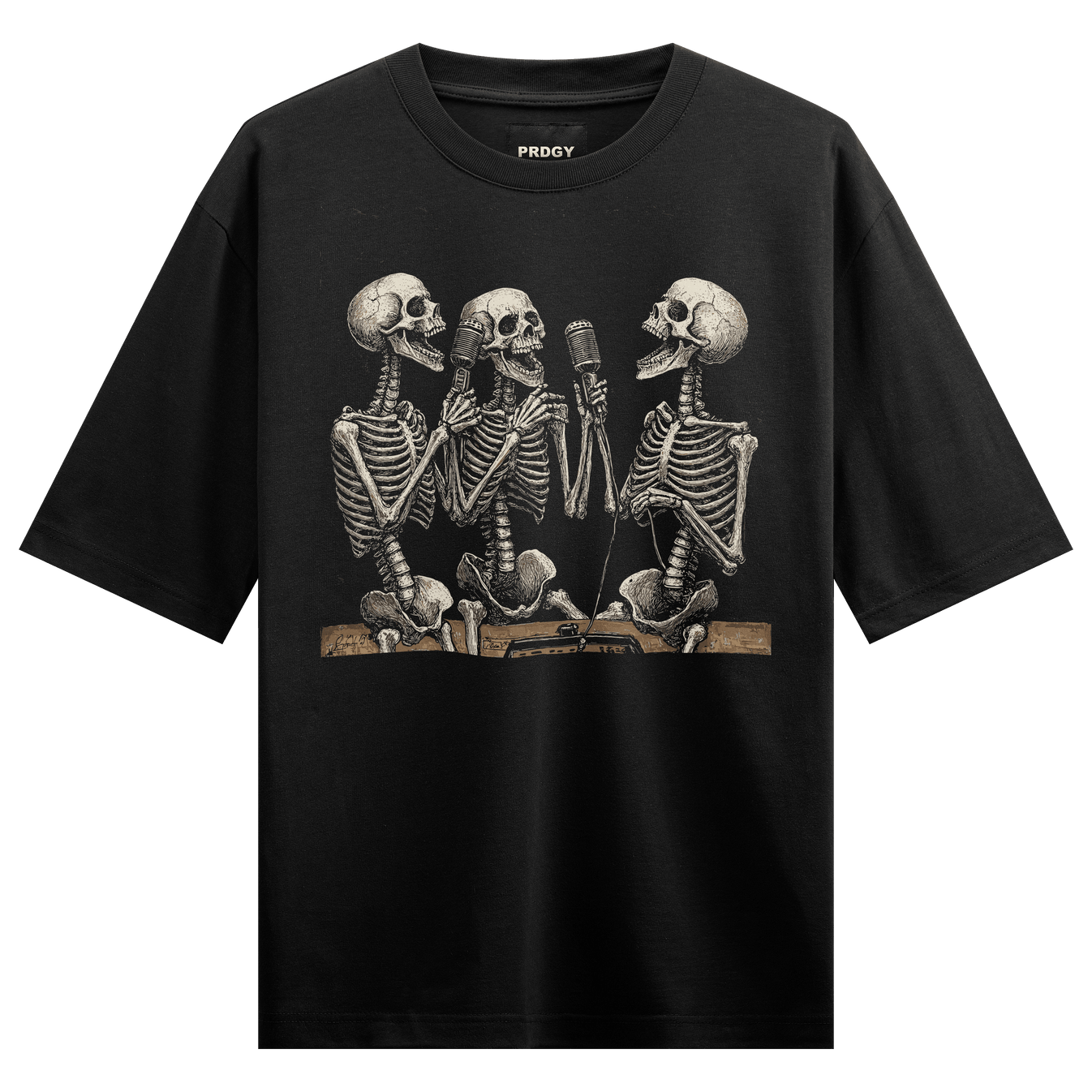 Skeletons artwork on PRDGY oversized t-shirt