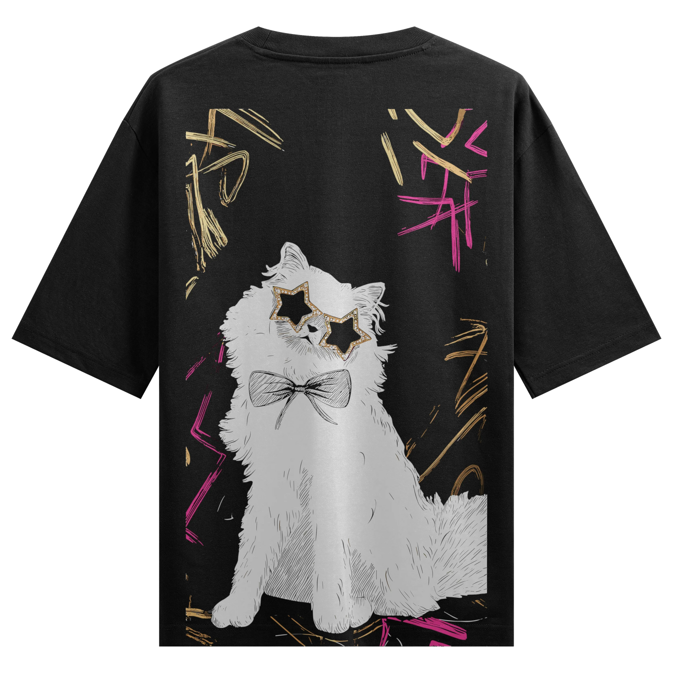 Funny Cat artwork on PRDGY oversized t-shirt