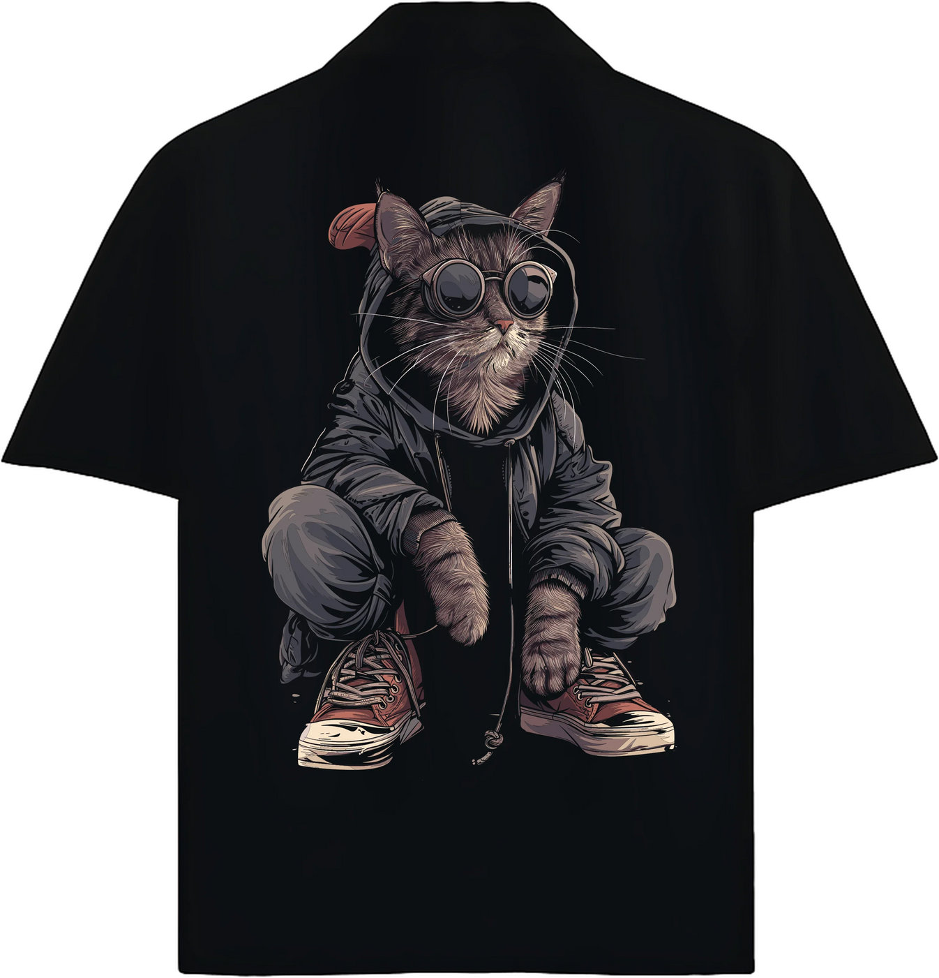 Funny Cat artwork on PRDGY oversized t-shirt