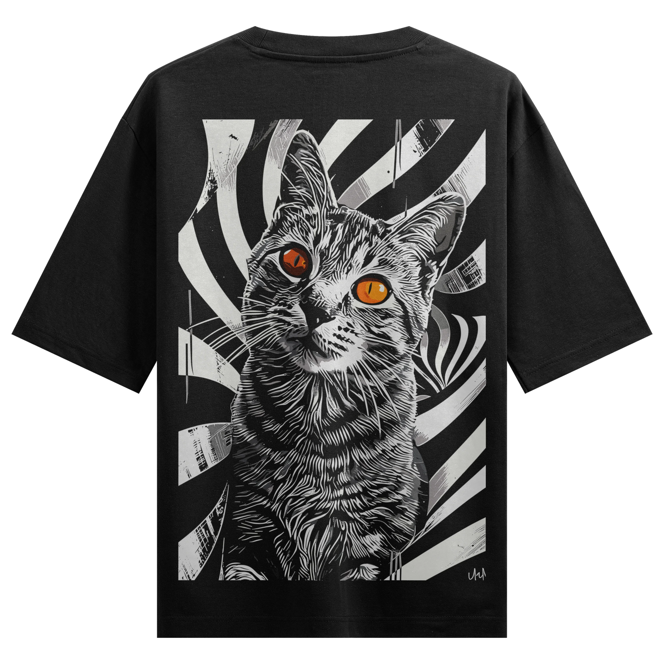 Funny Cat artwork on PRDGY oversized t-shirt