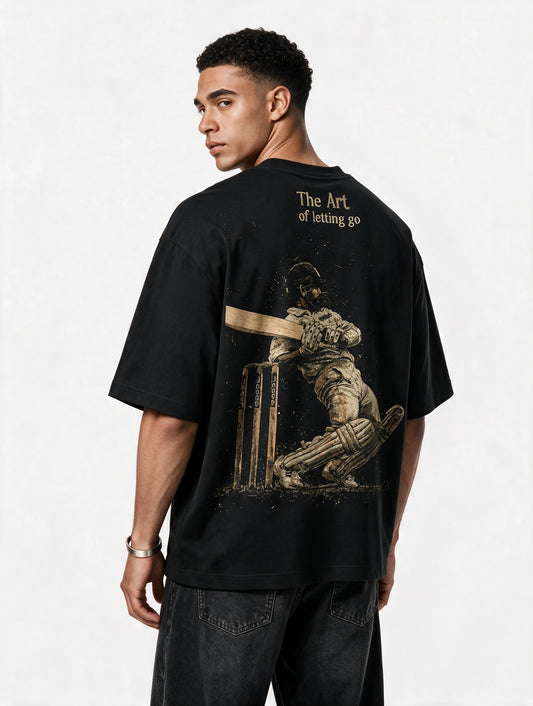 Jaane Do Oversized T-Shirt — back-print T-shirt on model