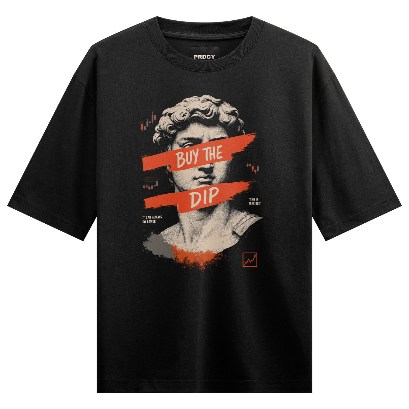 Stock Market artwork on PRDGY oversized t-shirt